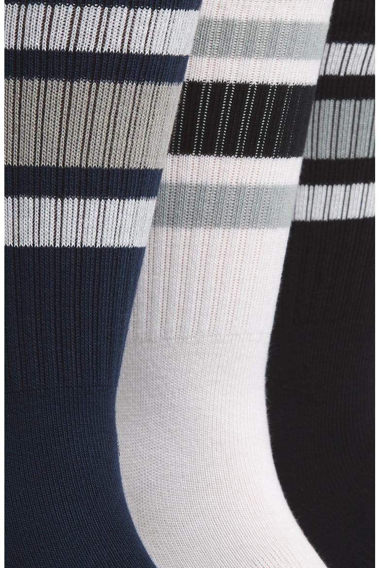 Boyd 3-Pack Stripe Crew Socks, Alternate, color, BLACK/ WHITE/ GREY