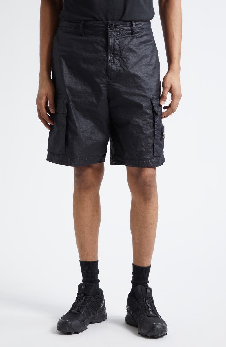 Stone Island Nylon Cargo Shorts, Main, color, Black