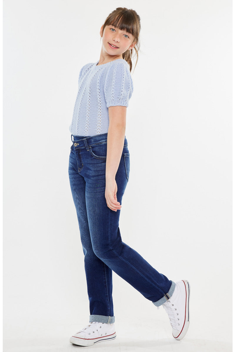 Milly Mid Rise Straight Jeans, Alternate, color, Dark Wash