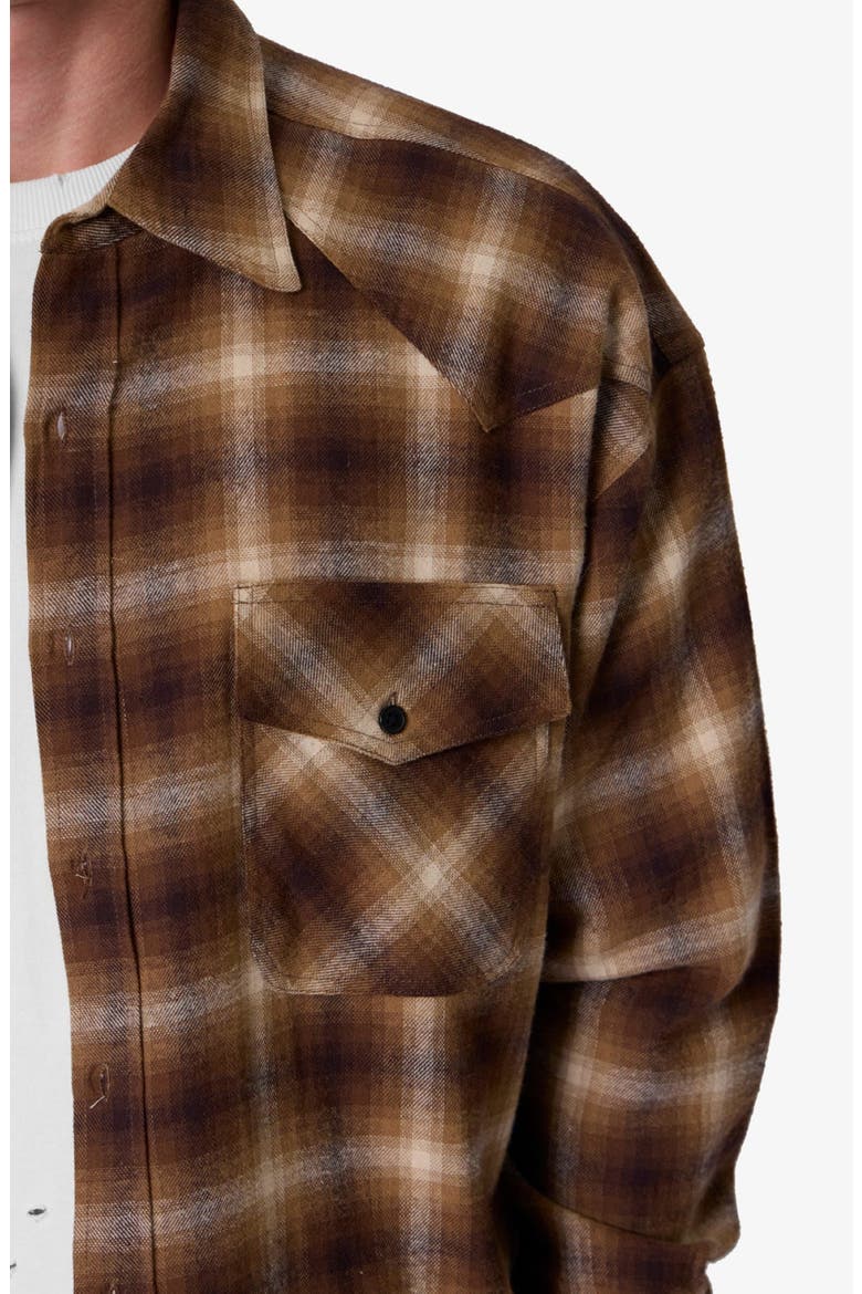 Western Cotton Flannel Shirt, Alternate, color, BROWN