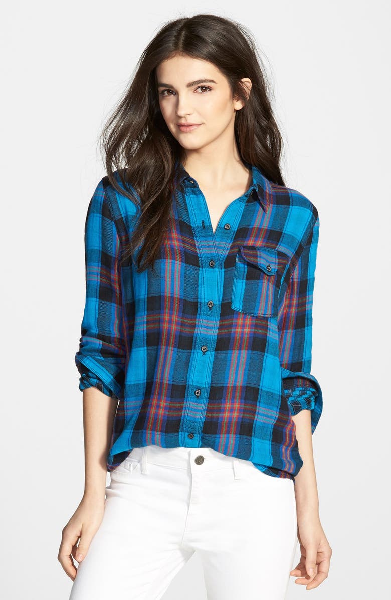 Treasure & Bond Treasure&Bond Long Plaid Shirt, Main, color, 
