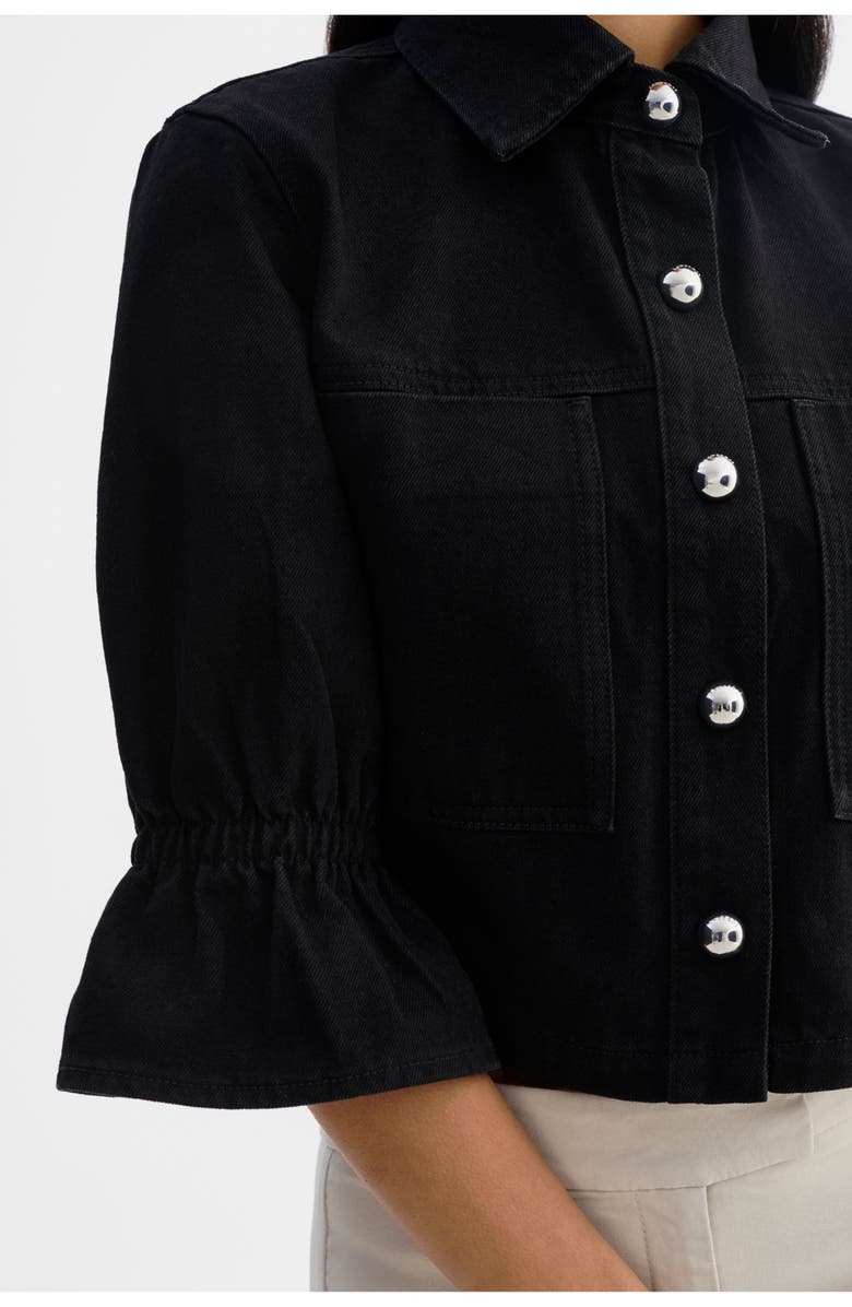 LAMARQUE Carolina D | Denim Ruffle Sleeve Jacket, Alternate, color, Black