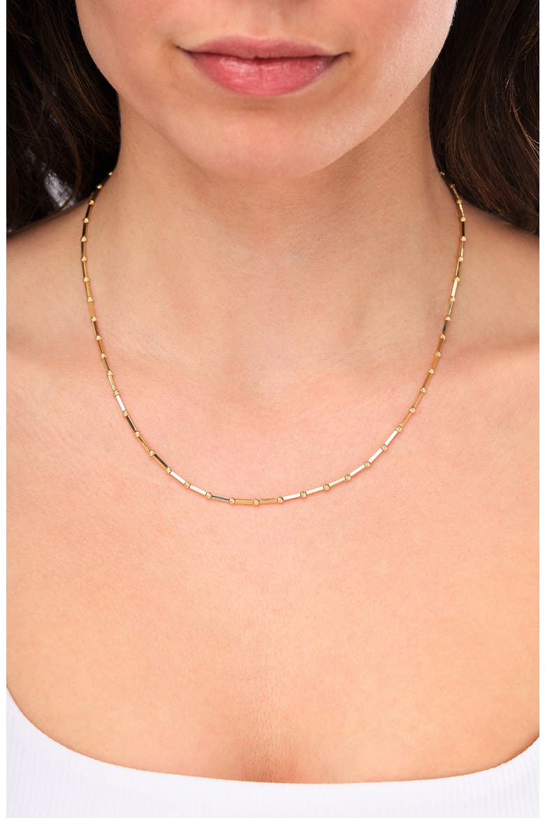 14K Gold Beaded Chain Necklace, Alternate, color, 14K YELLOW GOLD