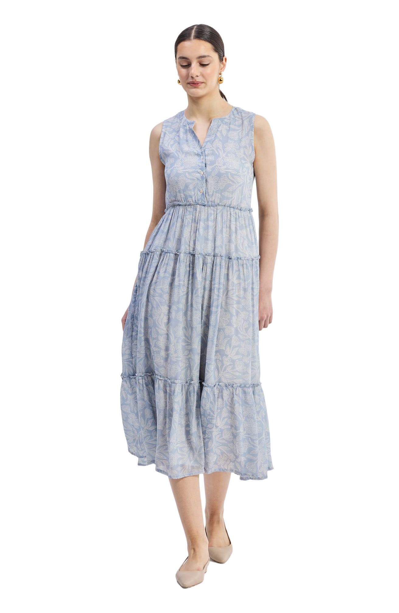 periwinkle maxi dress Cornwall | Size XXL Zoey wears a size AU 6/ XS/ US 2 and is 172cm. Kelsey Dress / Periwinkle Ikat