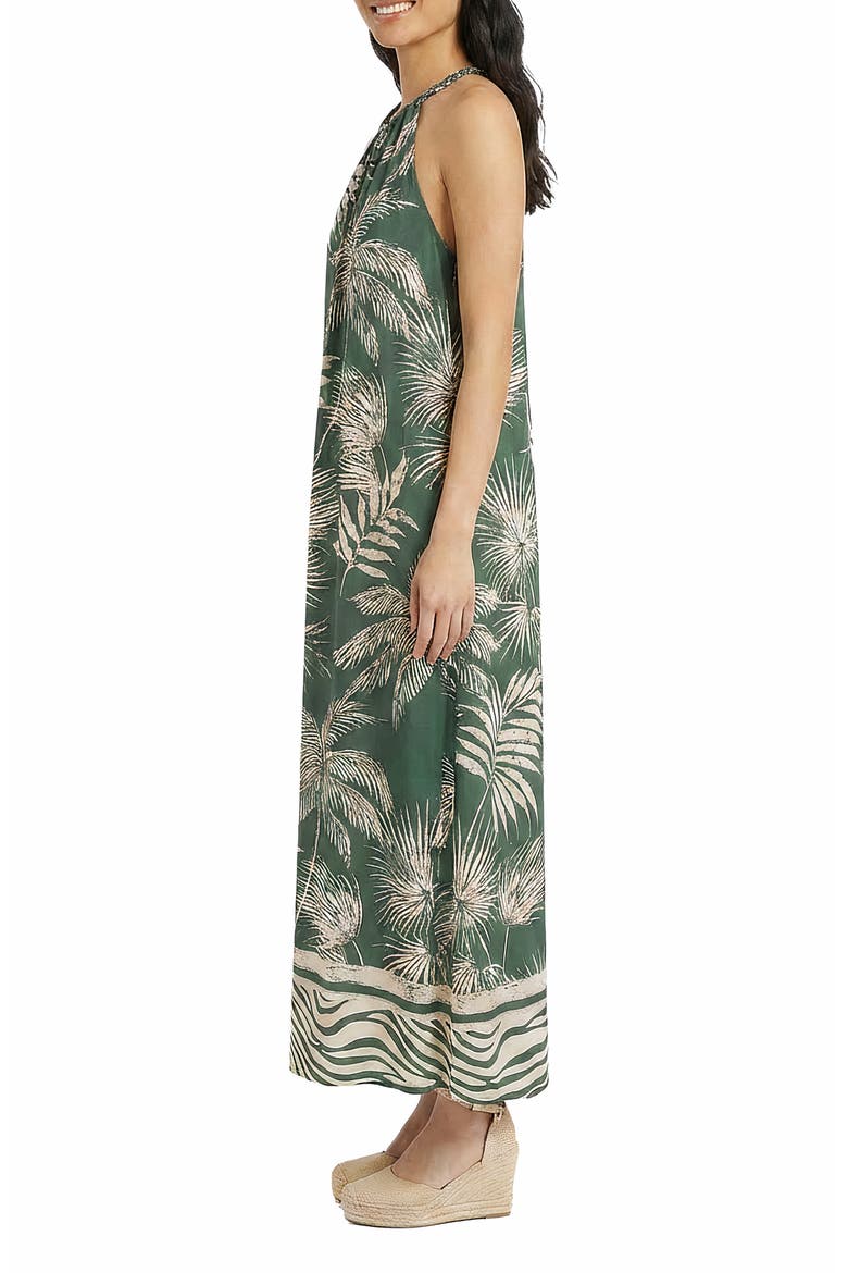Printed Halter Neck Midi Dress, Alternate, color, CILANTRO/ PRISTINE