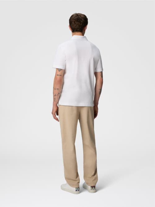 Missoni Solid Color Cotton Piqué Polo Shirt With Zigzag Embroidery And Contrasting Detail In White