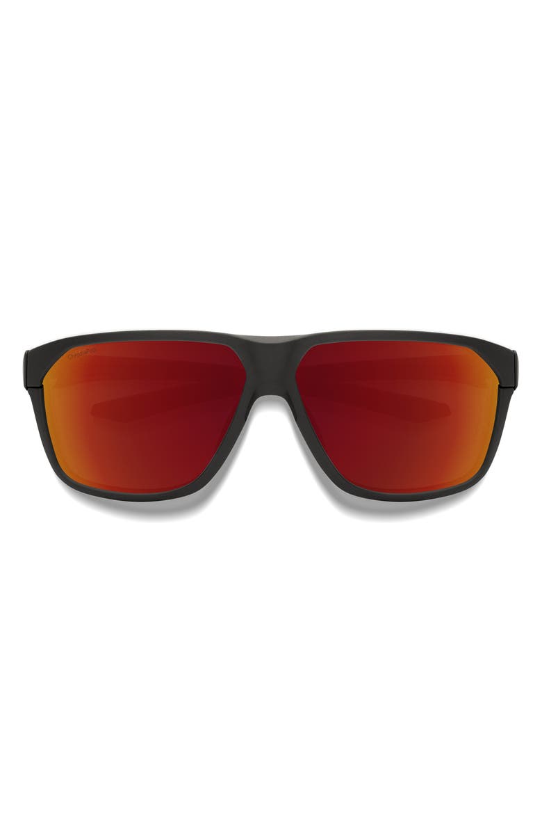 Smith Leadout Pivlock 63mm ChromaPop<sup>™</sup> Oversize Wraparound Sunglasses, Main, color, Matte Black / Chromapop Red