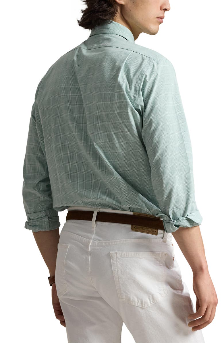 Polo Ralph Lauren Classic Fit Glen Plaid Cotton Button-Up Shirt, Alternate, color, Powder Sage White