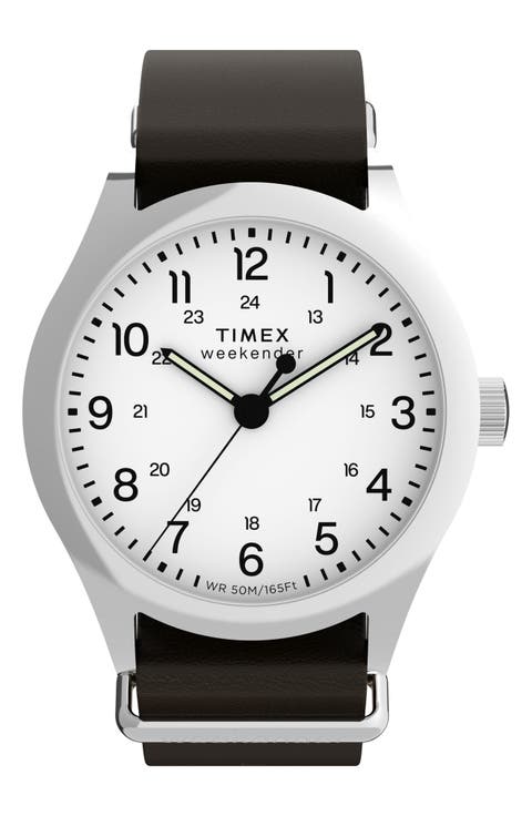 Weekender New England Leather Strap Watch, 39mm