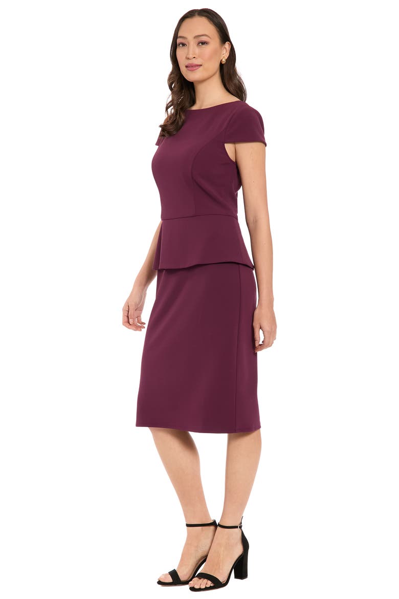 Cap Sleeve Peplum Sheath Dress, Alternate, color, ITALIAN PLUM