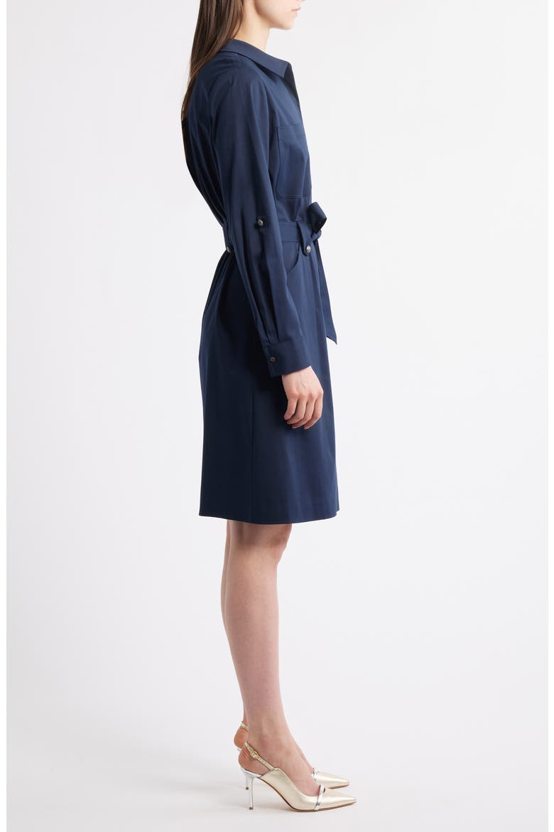 Long Sleeve Cotton Blend Shirtdress, Alternate, color, INDIGO