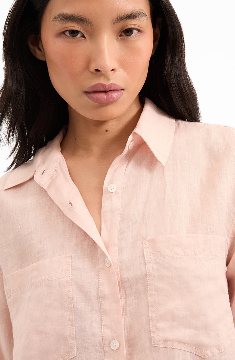Veronica Beard Gil Linen Button-Up Shirt, Alternate, color, Pink Shell