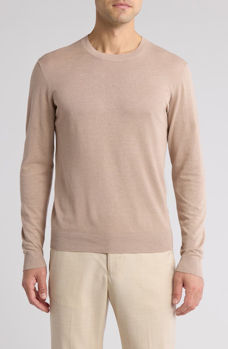 Robert Barakett Nordic Linen & Cotton Sweater, Main, color, Tan