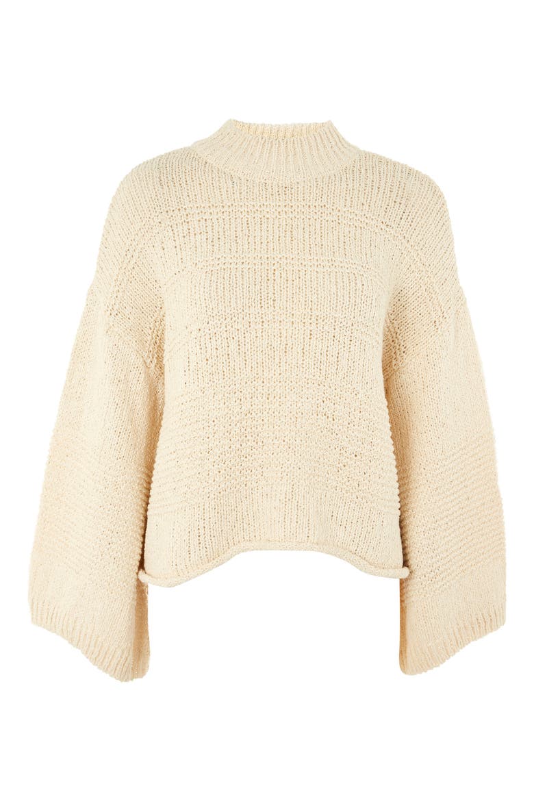 Natural Yarn Bell Sleeve Sweater, Alternate, color, IVORY