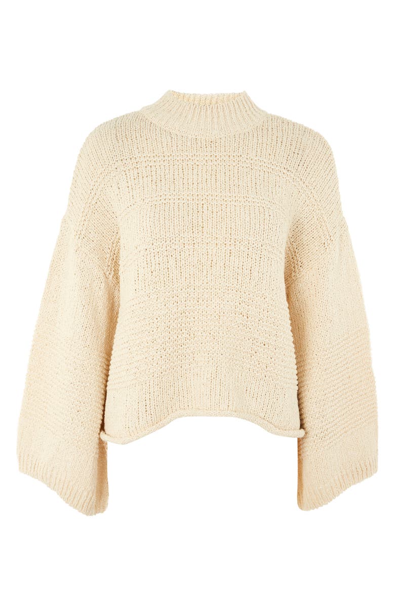 Topshop Natural Yarn Bell Sleeve Sweater, Alternate, color, 