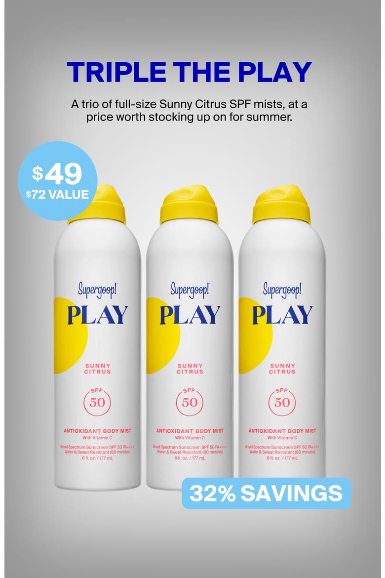Play Antioxidant Body Mist SPF 50 Sunscreen Trio $72 Value, Alternate, color, NO COLOR