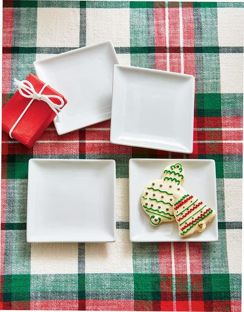 Tag Whiteware Square Plate Set Of Four Porcelain Dinnerware In White