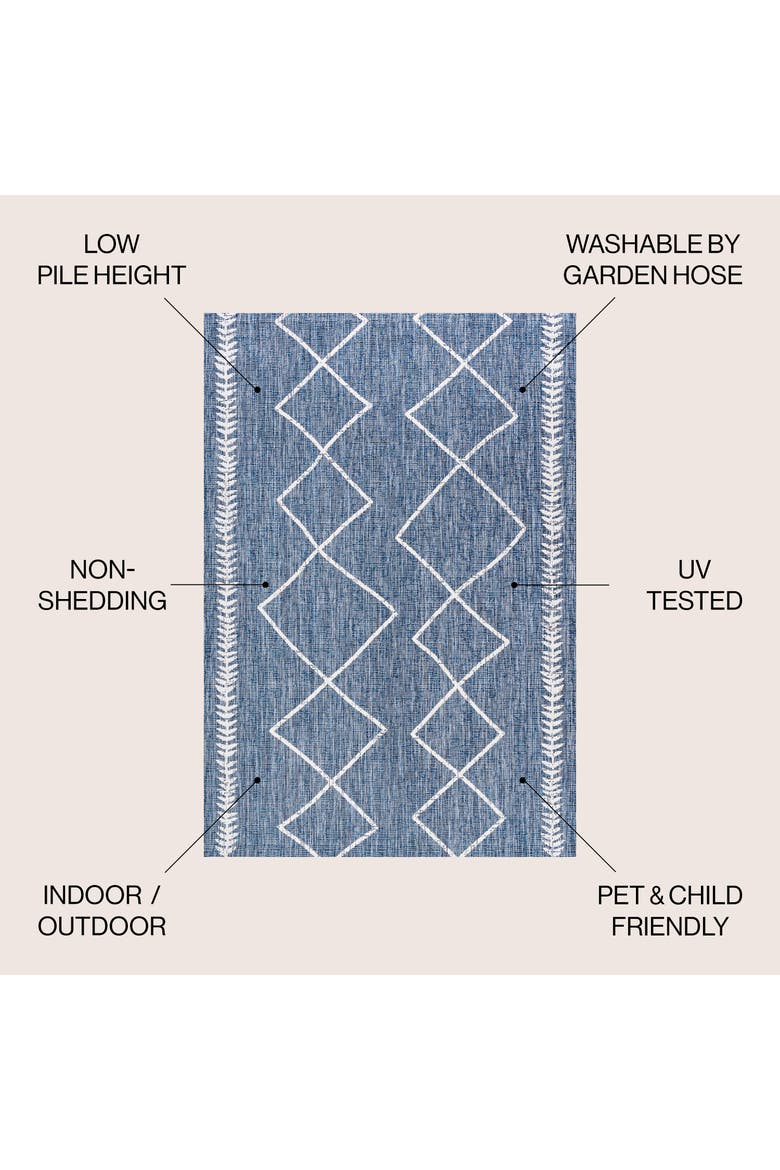 Derya  Diamond Trellis Indoor/Outdoor Area Rug, Alternate, color, Blue/Ivory