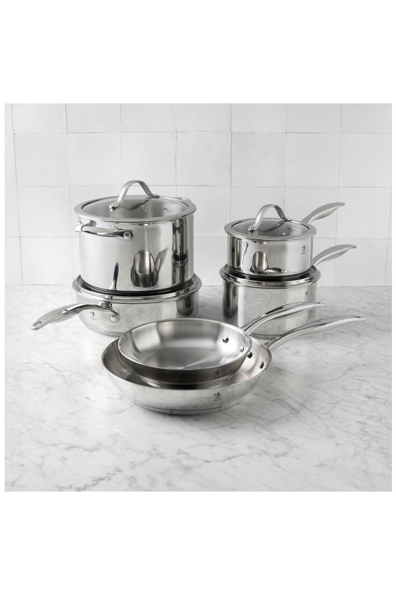 Aragon 10-Piece Stainless Steel Cookware Set, Alternate, color, SILVER