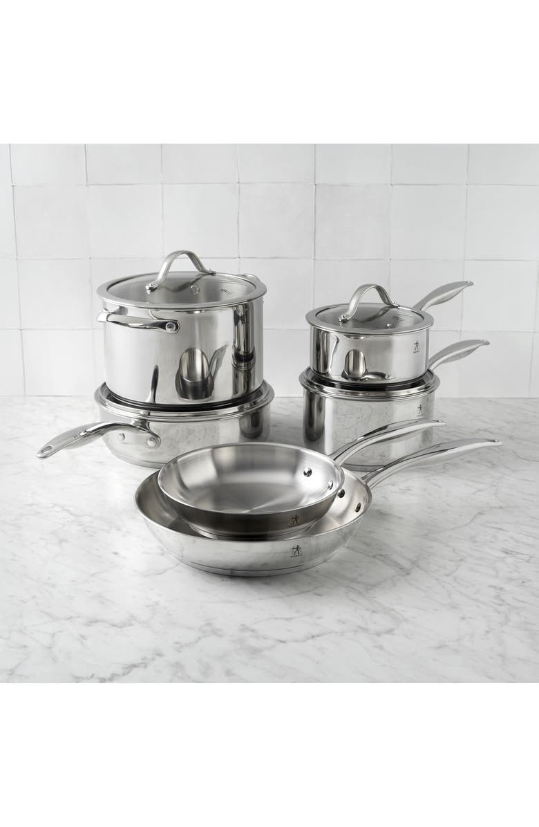HENCKELS CUTLERY Aragon 10-Piece Stainless Steel Cookware Set, Alternate, color, Silver