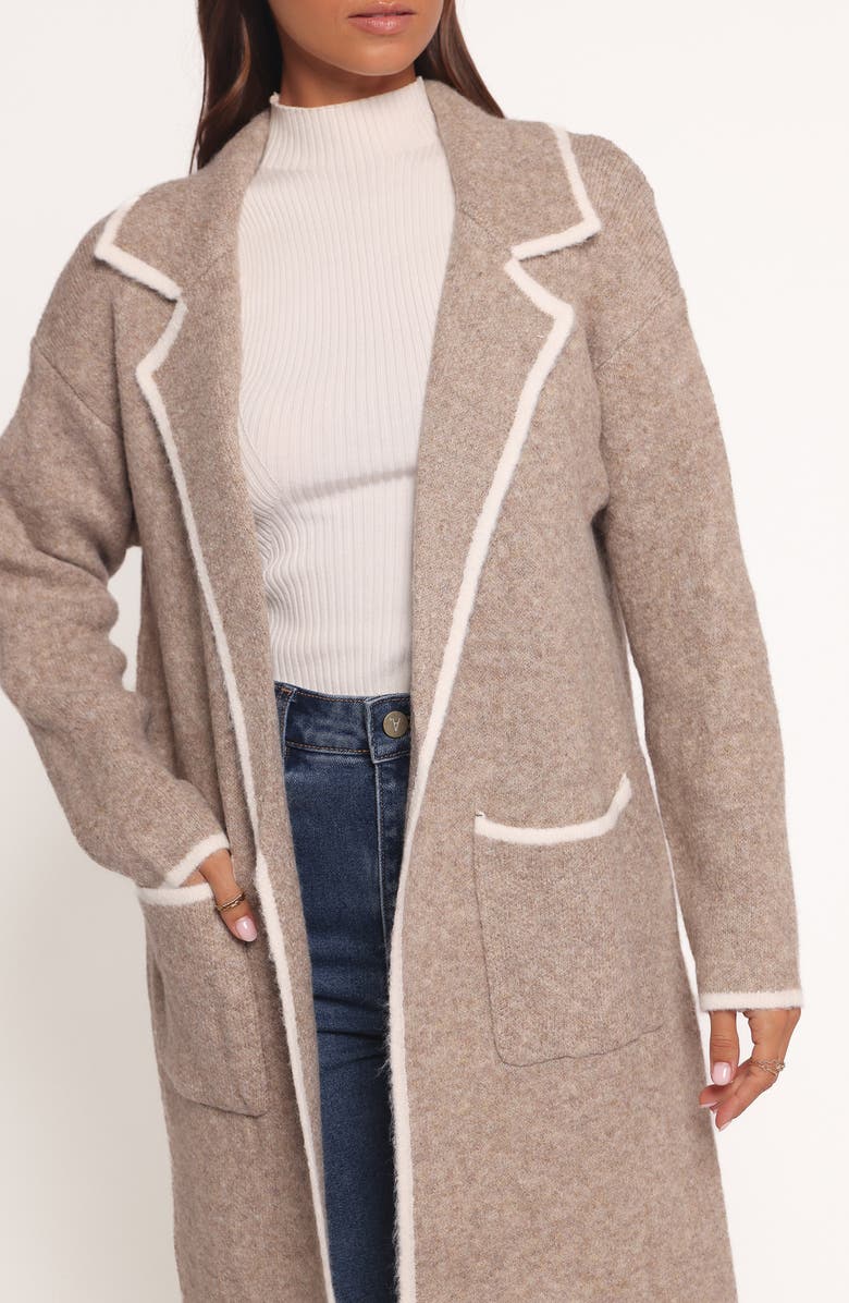 Petal & Pup Katia Contrast Trim Sweater Coat, Alternate, color, Beige