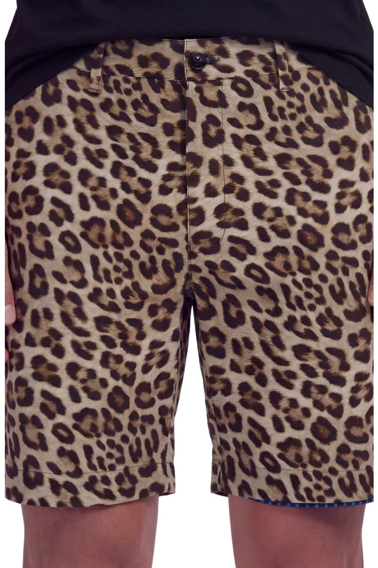 Leopard Mens Flat Front Short, Alternate, color, LEOPARD BROWN