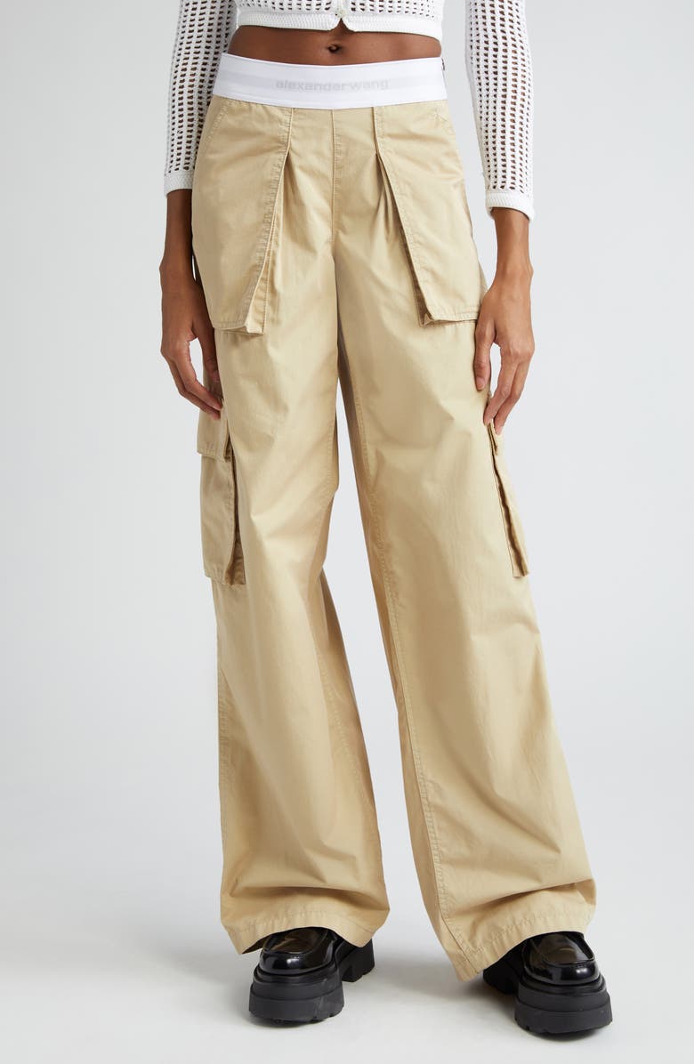 Alexander Wang Rave Logo Waist Cotton Cargo Pants, Main, color, 
