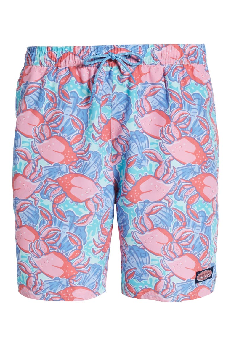 Crab Shell Chappy Swim Trunks, Alternate, color, BLUE FIN