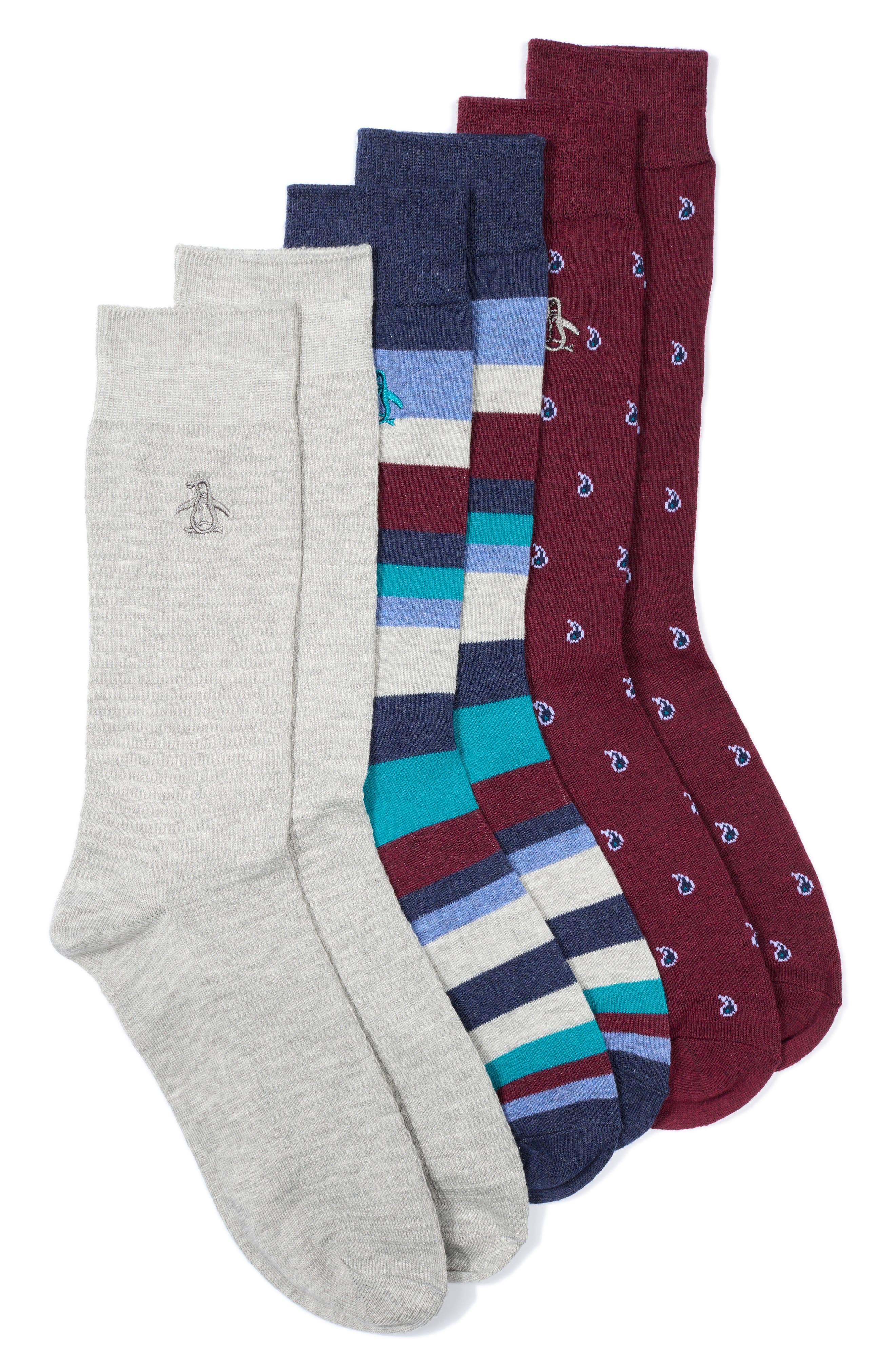 Assorted Rivera Stripe 3-Pack Dress Socks
