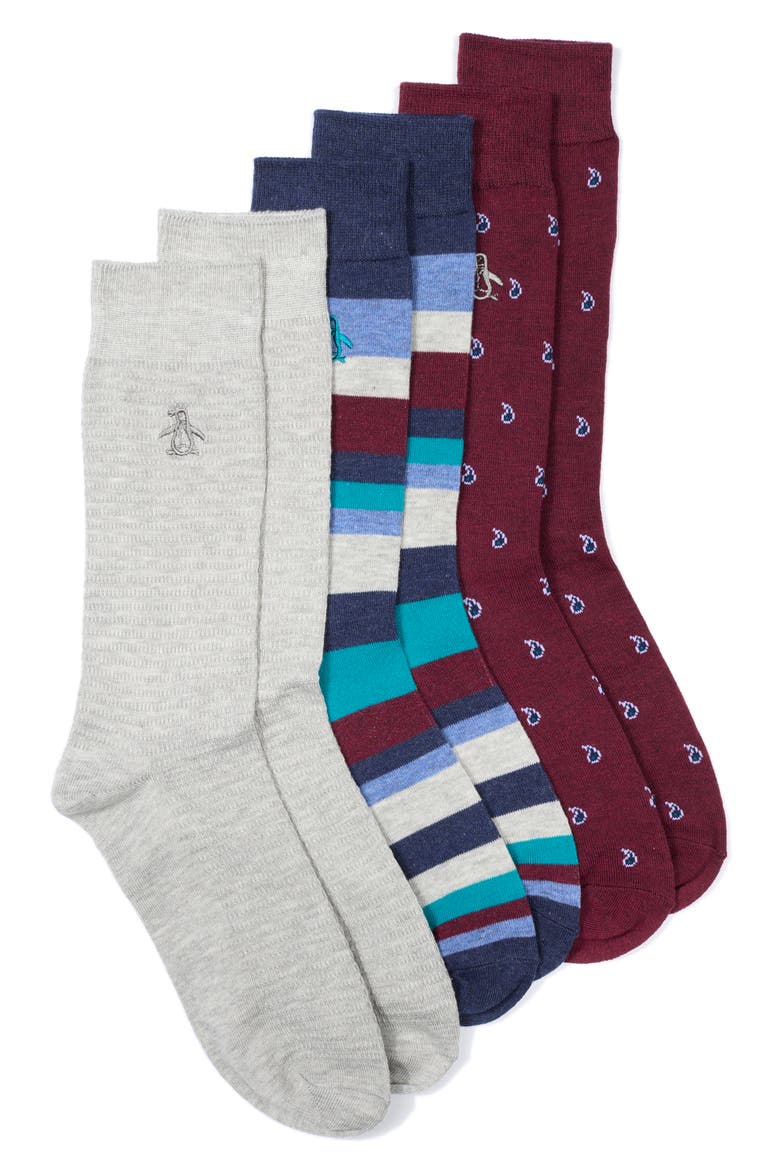 Assorted Rivera Stripe 3-Pack Dress Socks, Main, color, NAVY