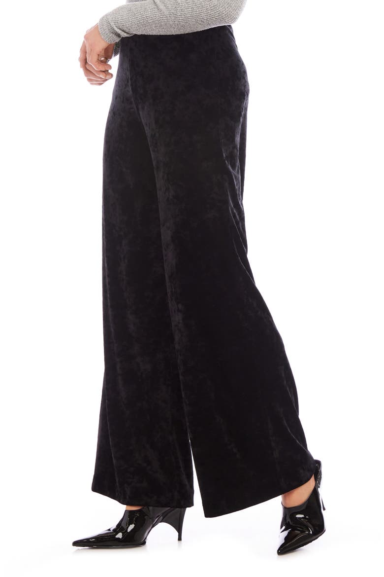 Crushed Velvet Ankle Wide Leg Pants, Alternate, color, BLACK