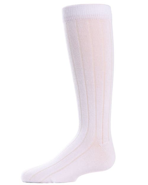 Memoi Boy's 3 Pair Pack Basic Cotton Blend Ribbed Crew Socks In White