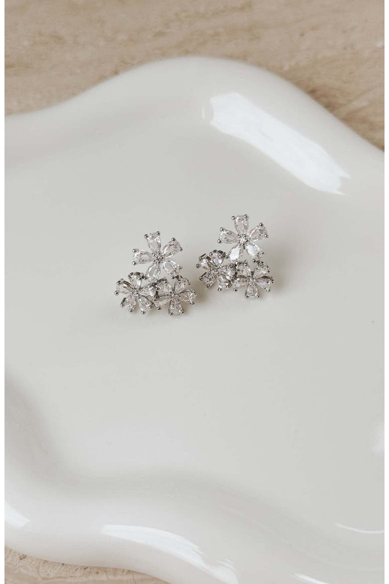 Daisy Crystal Studs, Alternate, color, Silver