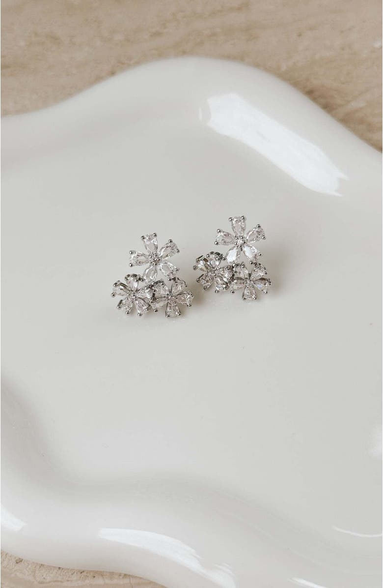 Untamed Petals Daisy Crystal Studs, Alternate, color, Silver