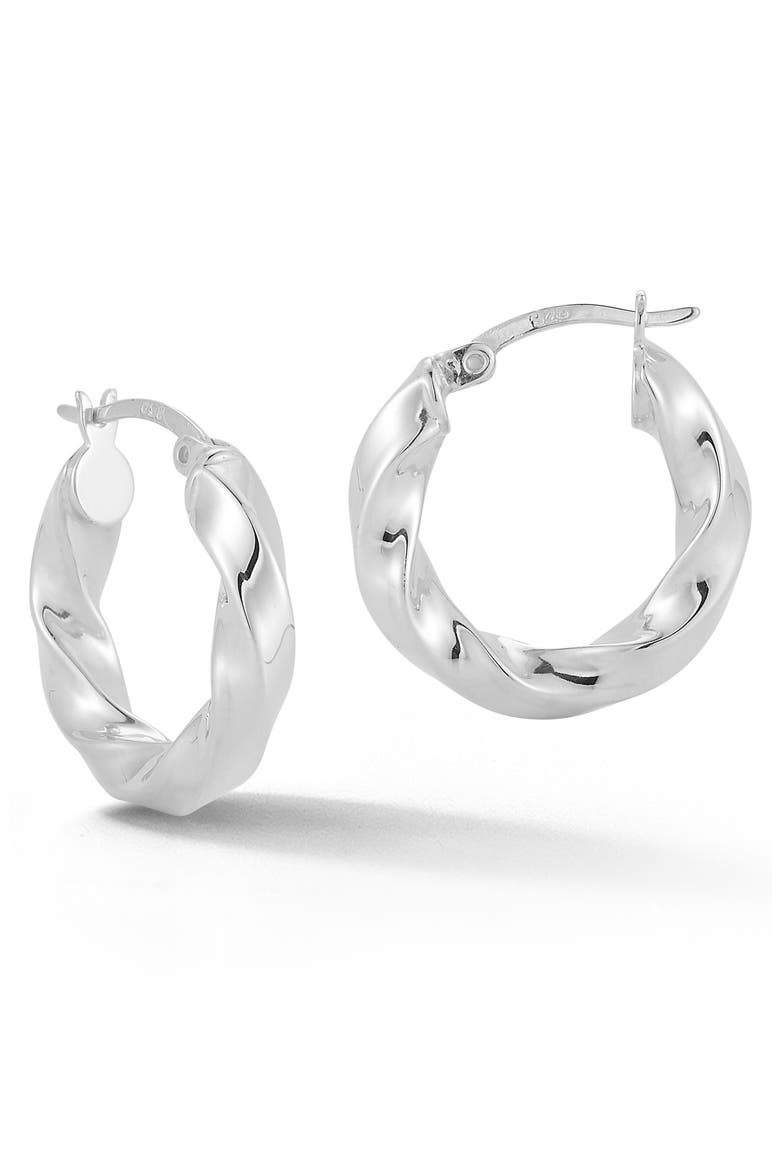 Twisted Hoop Earrings, Main, color, SILVER