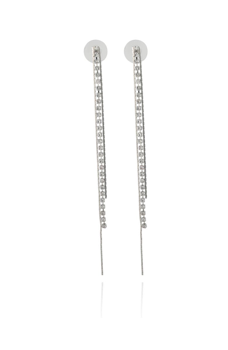 BCBG Generation Chain Fringe Drop Earrings, Alternate, color, Silver