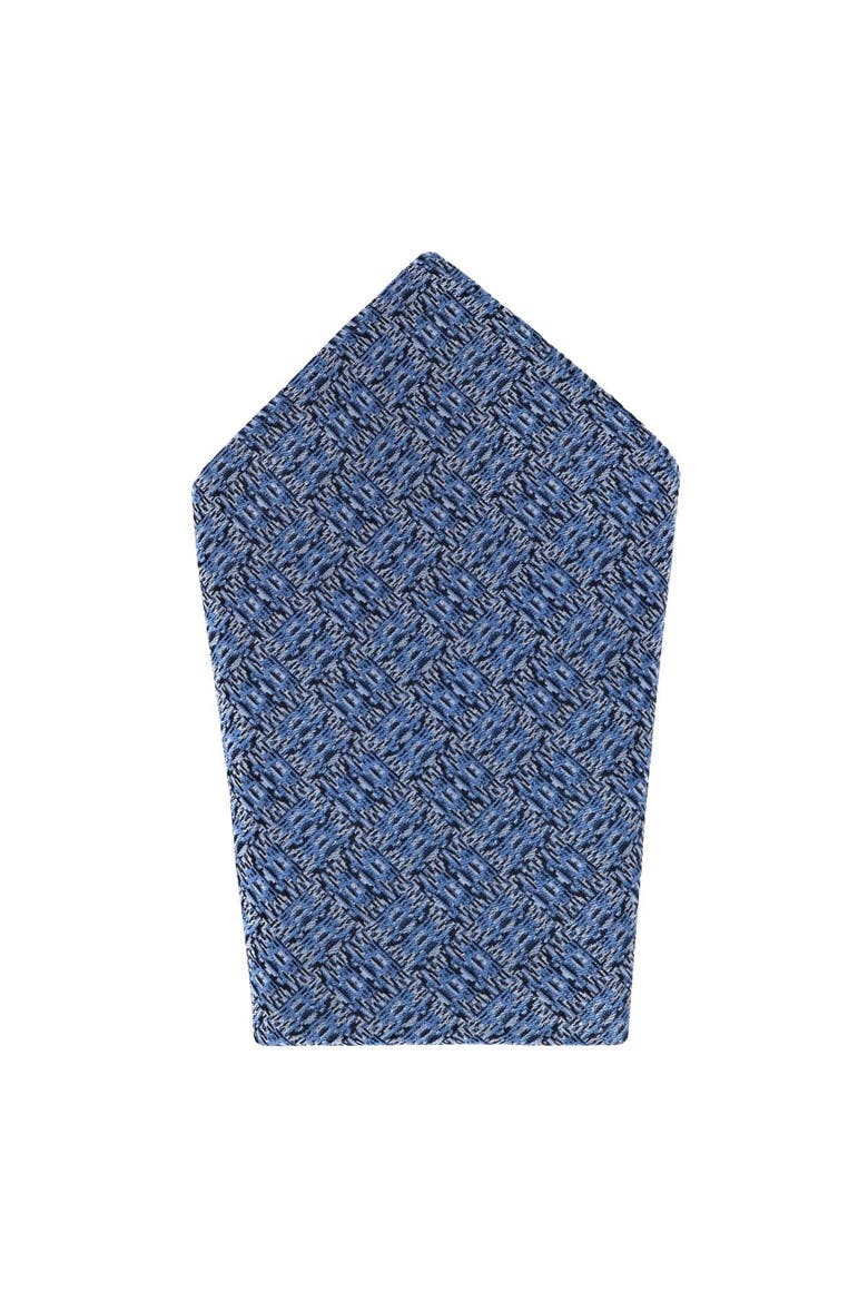 Benito's Blue Basketweave Patterned Silk Pocket Square, Main, color, Light Blue