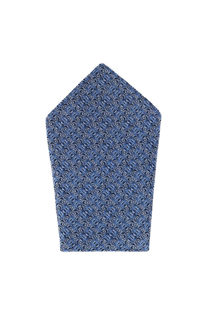 Trafalgar Benito's Blue Basketweave Patterned Silk Pocket Square, Main, color, Light Blue
