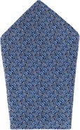 Trafalgar Benito's Blue Basketweave Patterned Silk Pocket Square