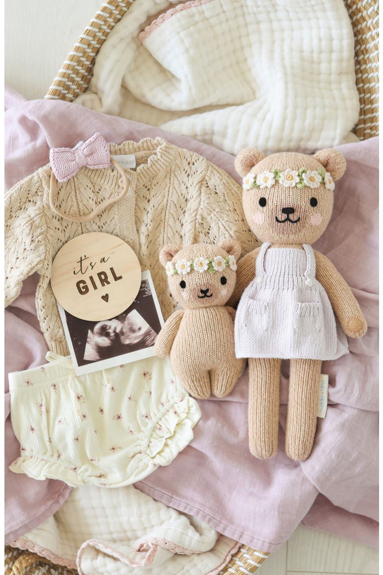 Baby Honey Bear with Flower Crown Stuffed Animal, Alternate, color, BROWN