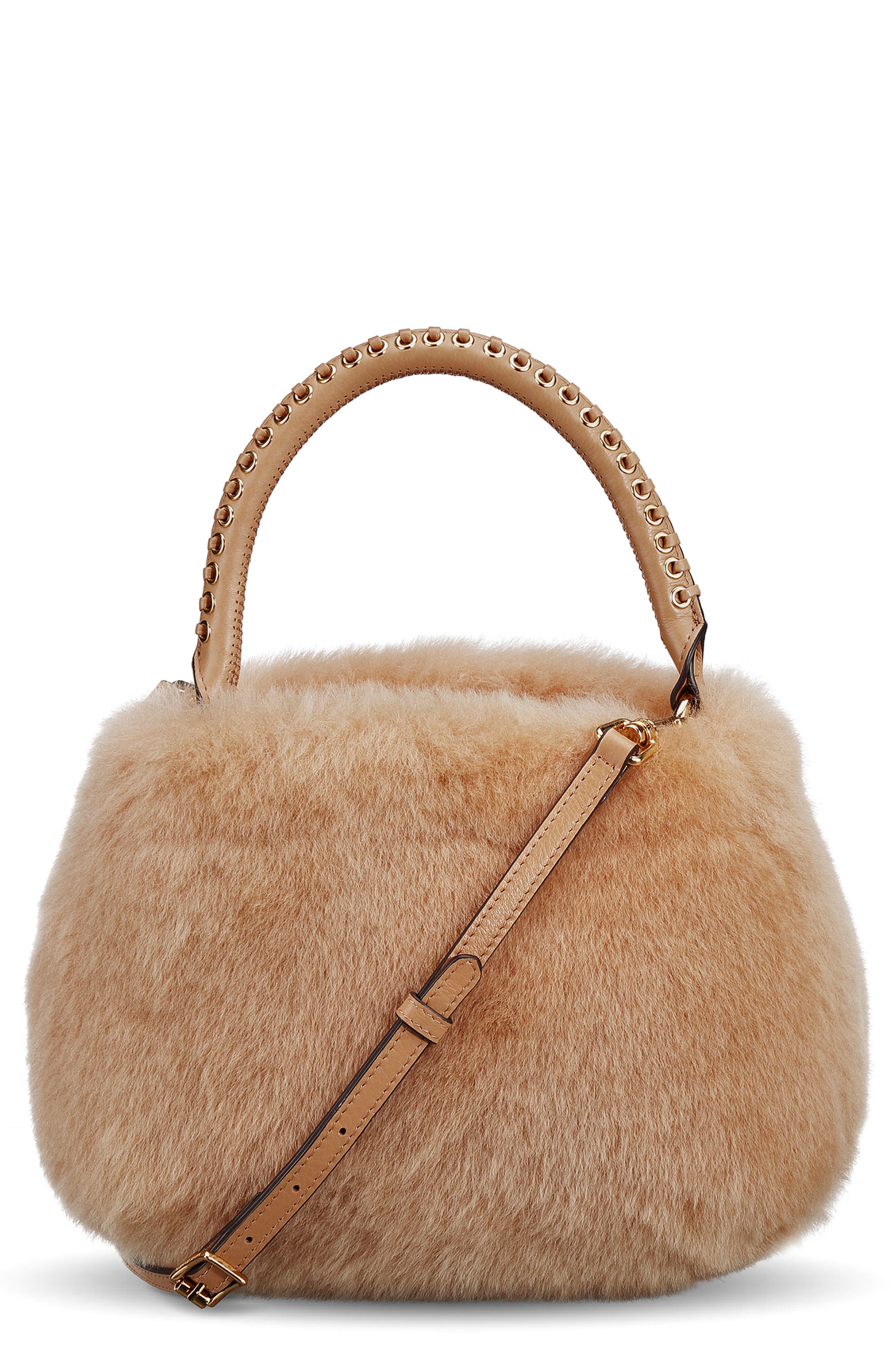 AIMEE Top Handle Genuine Shearling & Leather Crossbody Bag, Main, color, 