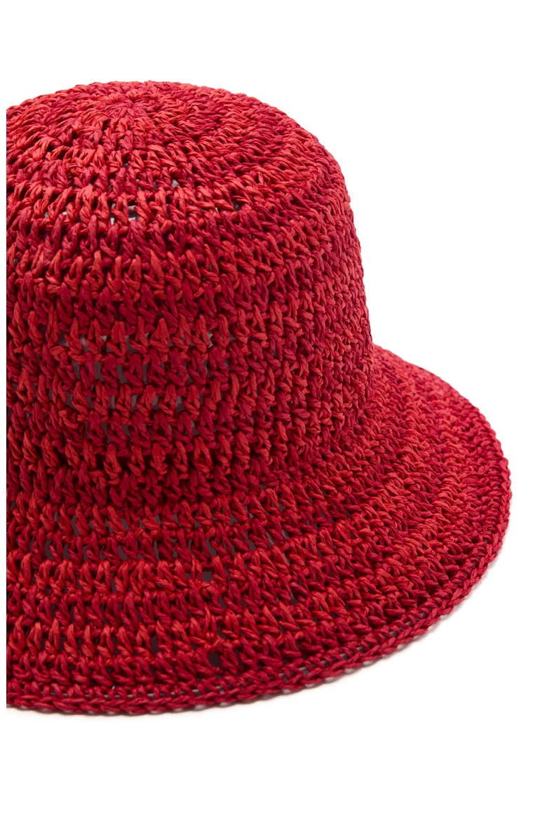 Paper Straw Crochet Bucket Hat, Alternate, color, RED
