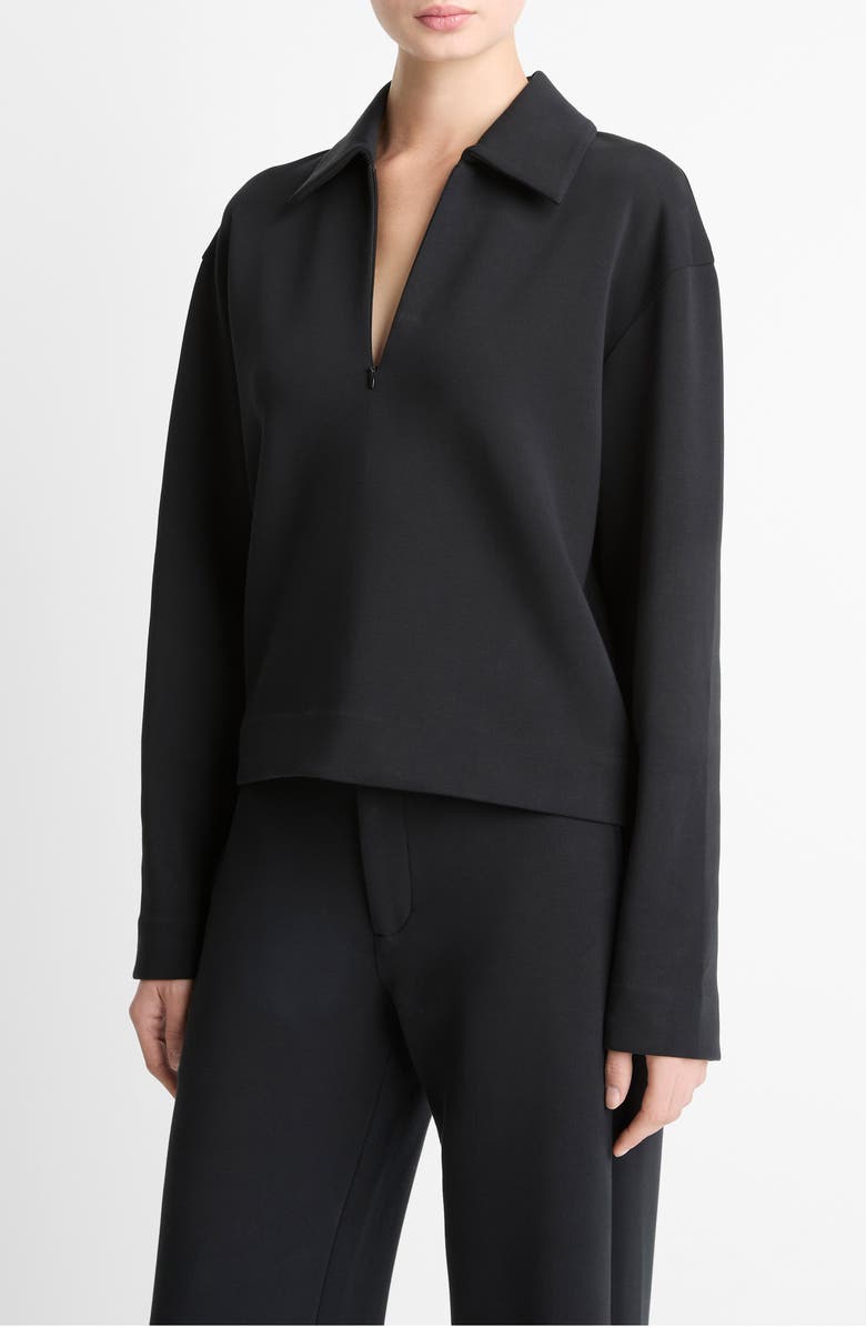 Vince Collared Half Zip Top, Alternate, color, Black