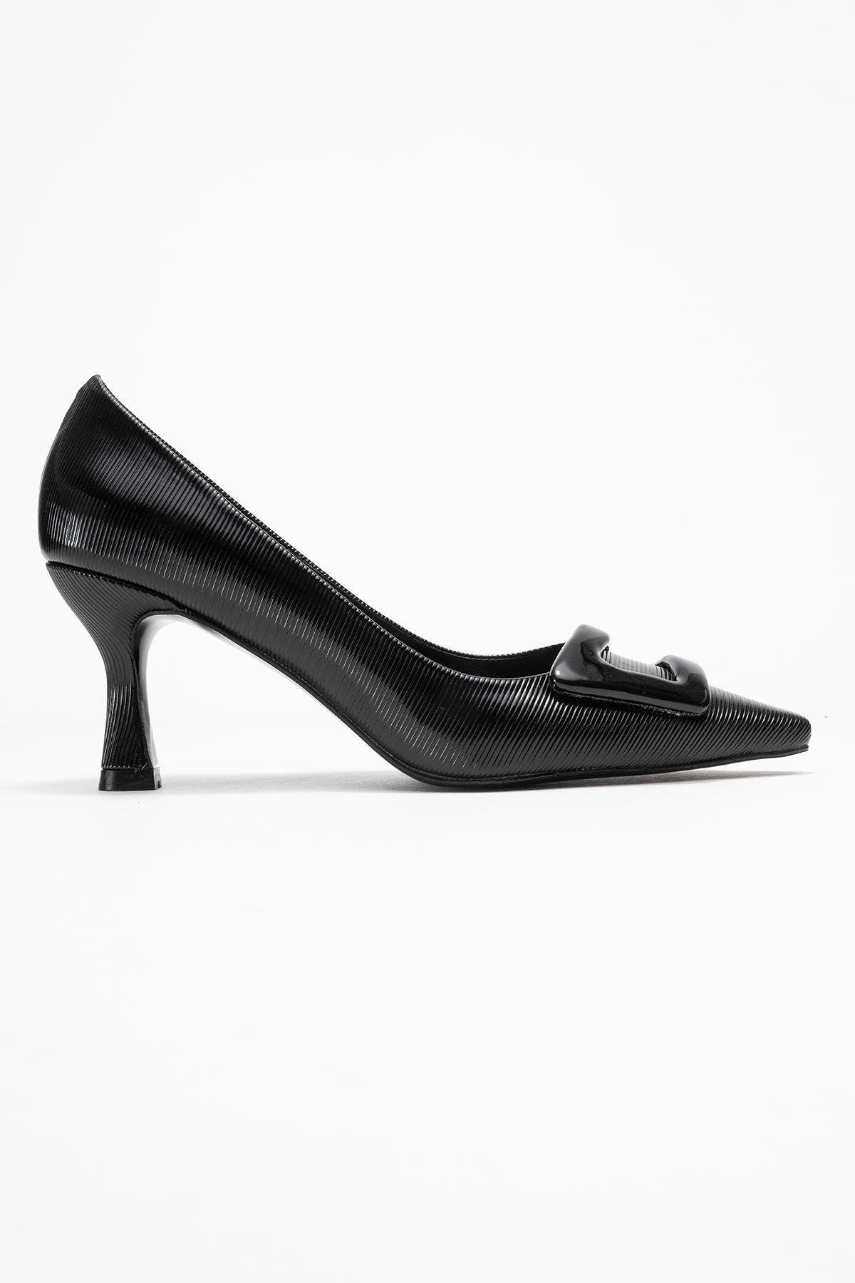 Prologue Shoes Astra Buckle Pointed Toe Pump, Alternate, color, Black