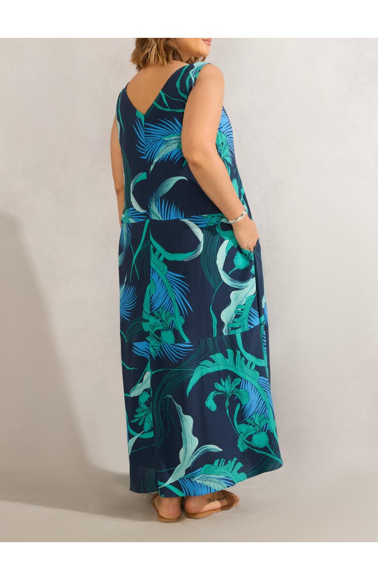 Live Unlimited Abstract Leaf Print V-Neck Maxi Dress, Alternate, color, Multi