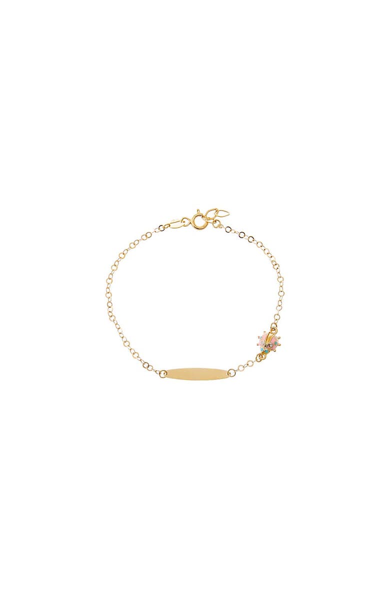 BY ADINA EDEN Kids Ladybug Charm ID Bracelet 14K, Main, color, Light Pink