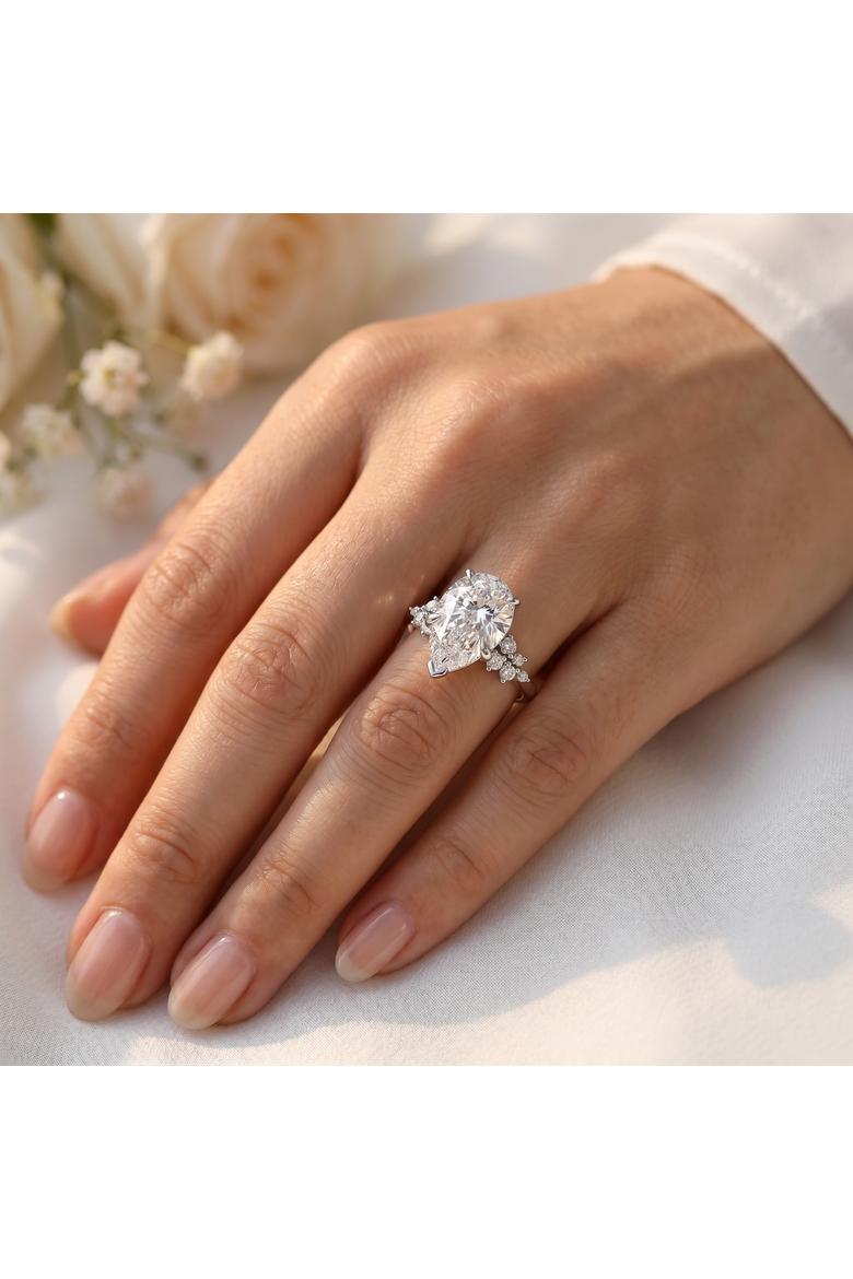 Certified 3 1/3Ct Pear Diamond Engagement Ring 14k Gold or Platinum Lab Grown, Alternate, color, 14k Yellow Gold
