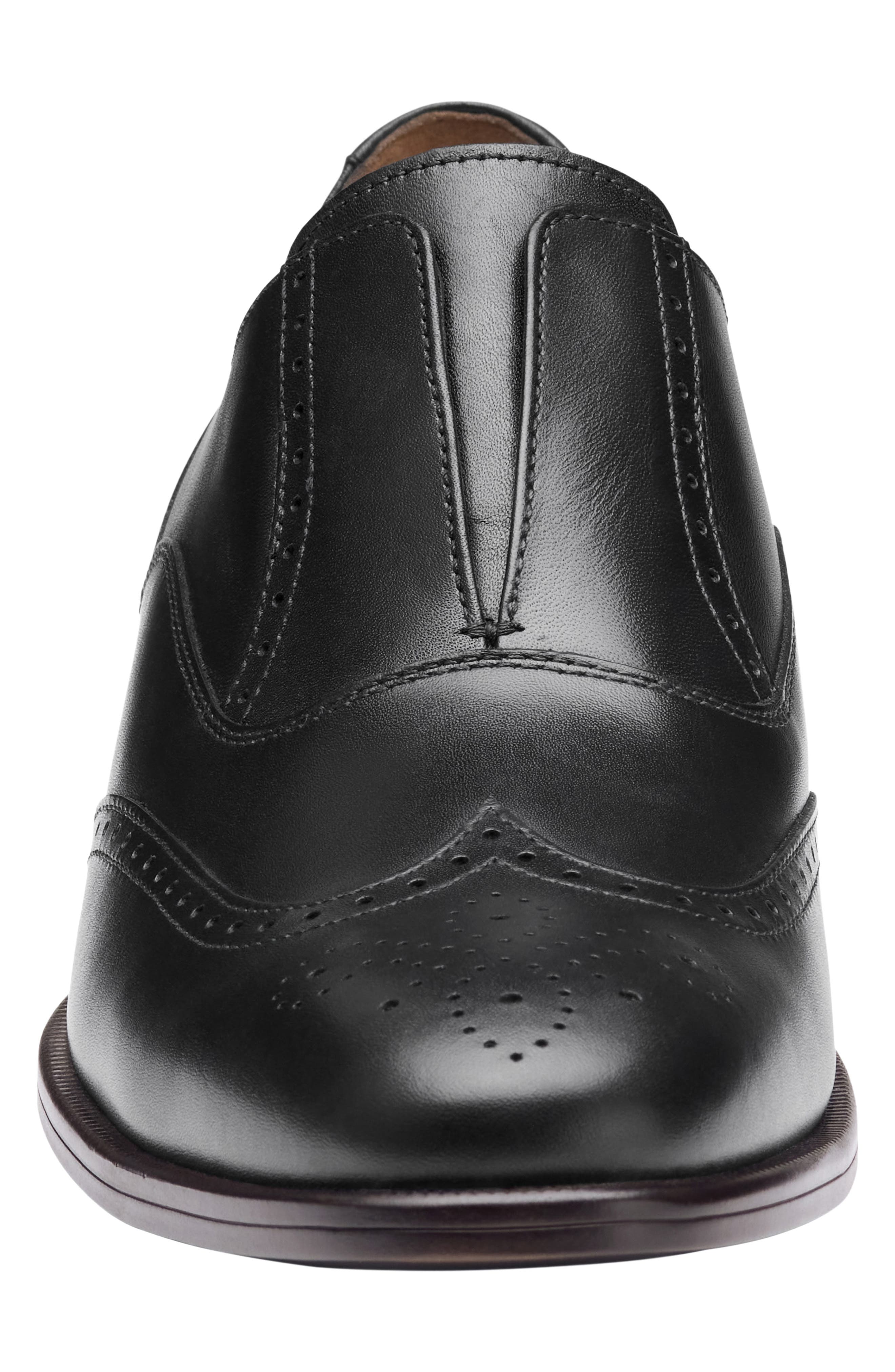 Johnston & Murphy Reeve Wingtip Slip-On Shoe, Alternate, color, Black Full Grain