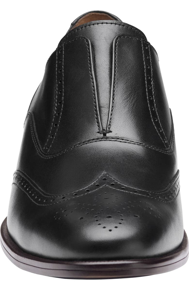 Johnston & Murphy Reeve Wingtip Slip-On Shoe, Alternate, color, Black Full Grain