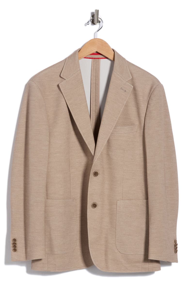 Solid Pique Knit Sport Coat, Main, color, TAN HEATHER